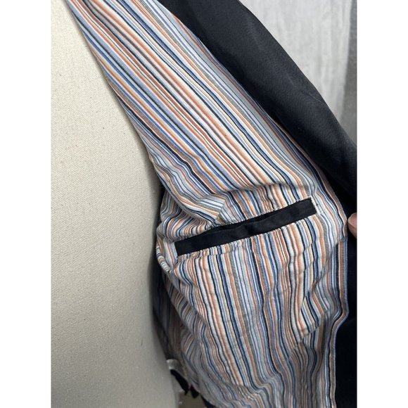 Guess Mens Full Zip Jacket Sz Large Black Zipper Pockets Lined Button Cuffs - Picture 5 of 9